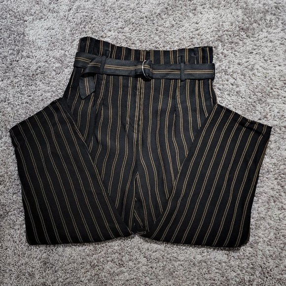 3.1 Phillip Lim black brown stripe paperbag high waist...